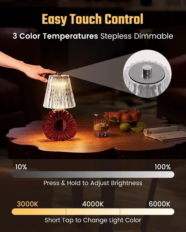 Alt view image 3 of 7 - Wireless Bottle Lamp Crystal Lampshade, LED Bottle Light Topper