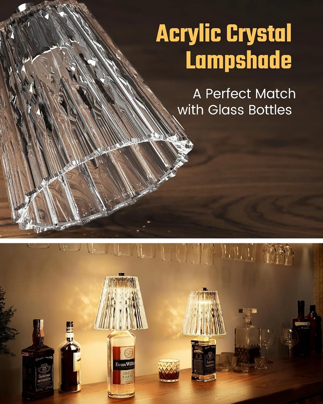 Alt view image 4 of 7 - Wireless Bottle Lamp Crystal Lampshade, LED Bottle Light Topper