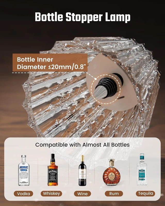 Alt view image 6 of 7 - Wireless Bottle Lamp Crystal Lampshade, LED Bottle Light Topper
