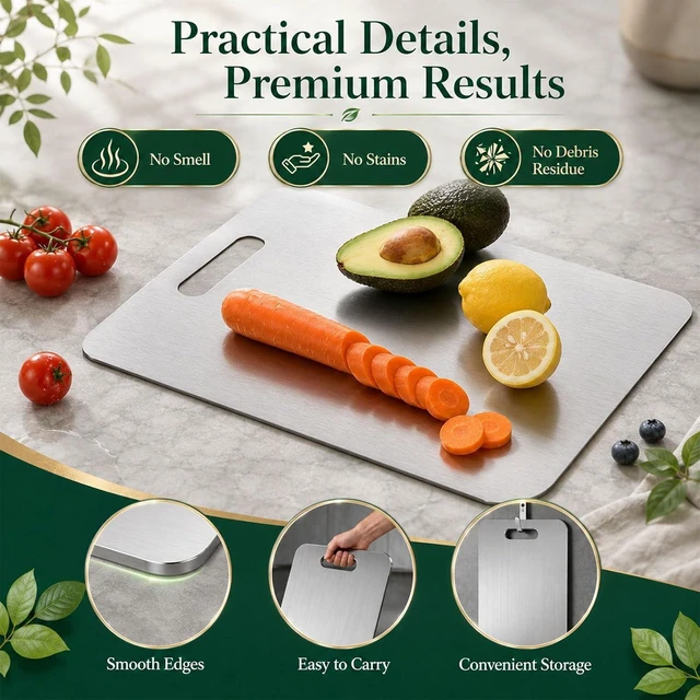 Alt view image 5 of 7 - Katori Titanium Cutting Boards for Kitchen,100% Pure Titanium Cutting Board