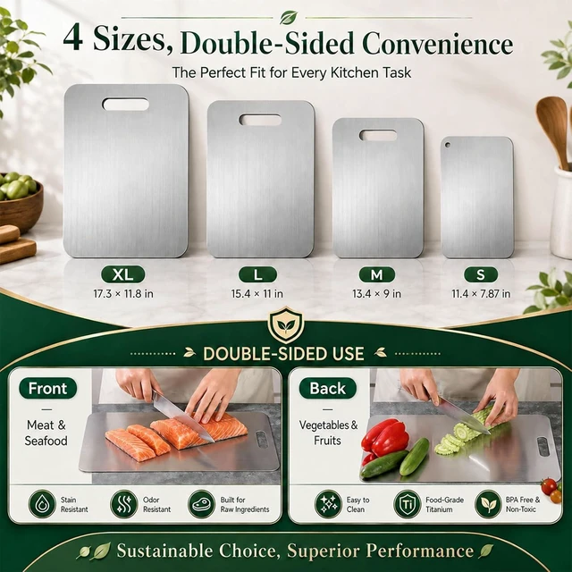 Alt view image 6 of 7 - Katori Titanium Cutting Boards for Kitchen,100% Pure Titanium Cutting Board