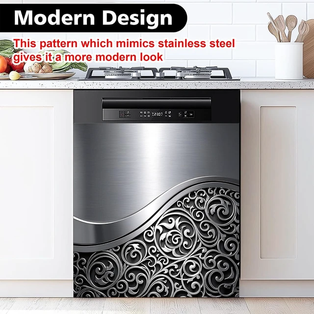 Alt view image 2 of 7 - Dishwasher Magnet Sticker Cover Panel Decal Refrigerator Magnetic Sticker Decorative for Kitchen Decoration,Fridge Door Cover,Home Appliances Decor Stickers 23.03"x25.59"