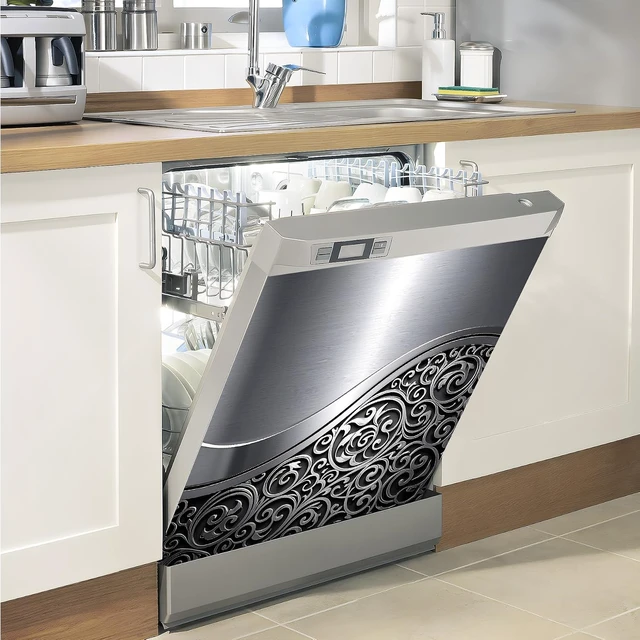 Alt view image 4 of 7 - Dishwasher Magnet Sticker Cover Panel Decal Refrigerator Magnetic Sticker Decorative for Kitchen Decoration,Fridge Door Cover,Home Appliances Decor Stickers 23.03"x25.59"
