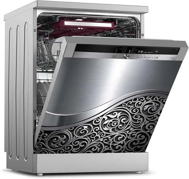 Alt view image 6 of 7 - Dishwasher Magnet Sticker Cover Panel Decal Refrigerator Magnetic Sticker Decorative for Kitchen Decoration,Fridge Door Cover,Home Appliances Decor Stickers 23.03"x25.59"