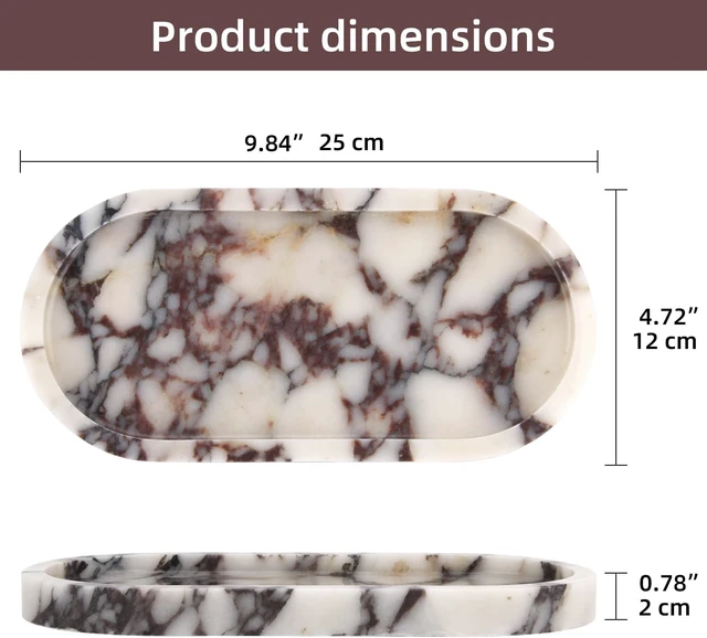 Alt view image 2 of 7 - Natural Marble Tray Oval, Calacatta Viola, 10 x 5 x 0.6