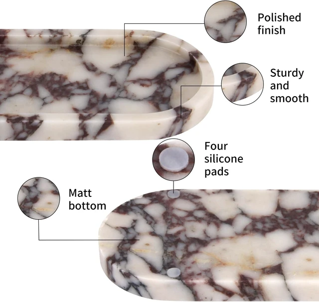 Alt view image 3 of 7 - Natural Marble Tray Oval, Calacatta Viola, 10 x 5 x 0.6