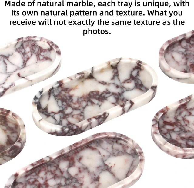 Alt view image 4 of 7 - Natural Marble Tray Oval, Calacatta Viola, 10 x 5 x 0.6