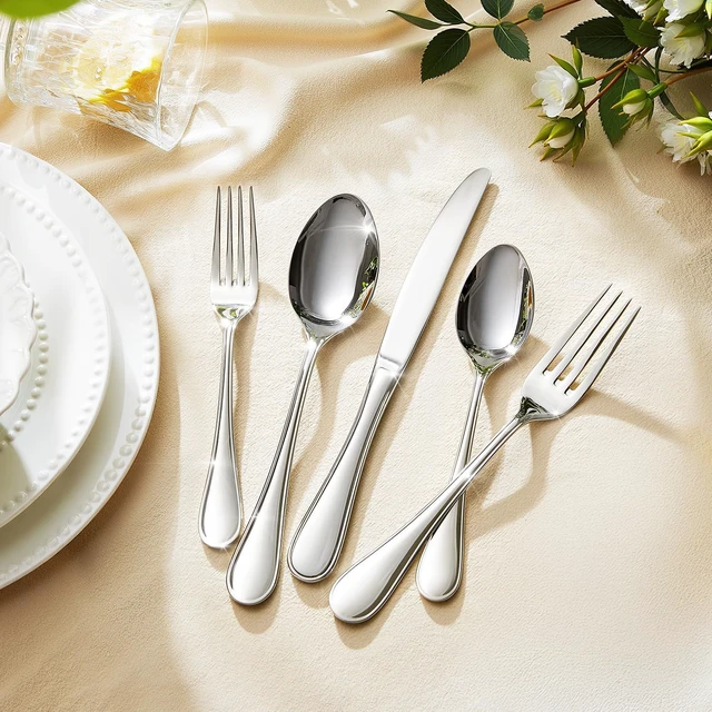Alt view image 2 of 7 - 18/10 Stainless Steel Silverware Set for 4, 20 Piece Teardrop Flatware Set