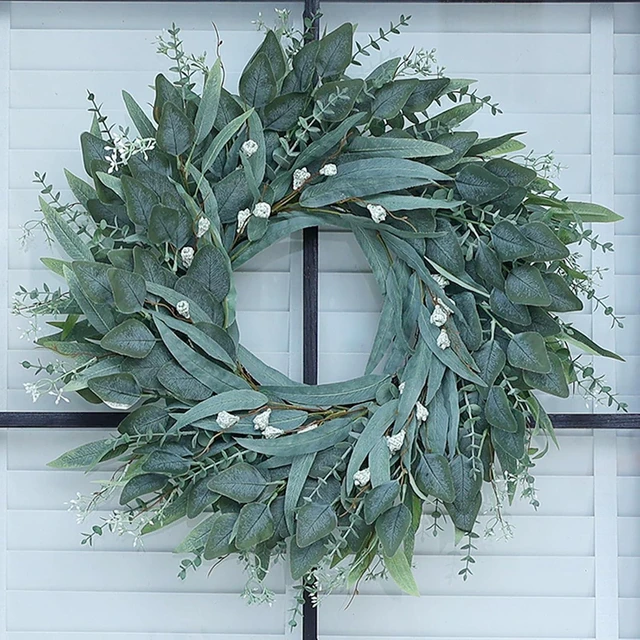 Main image of 26" Large Artificial Eucalyptus Wreath with Seeds for Front Door(Green)