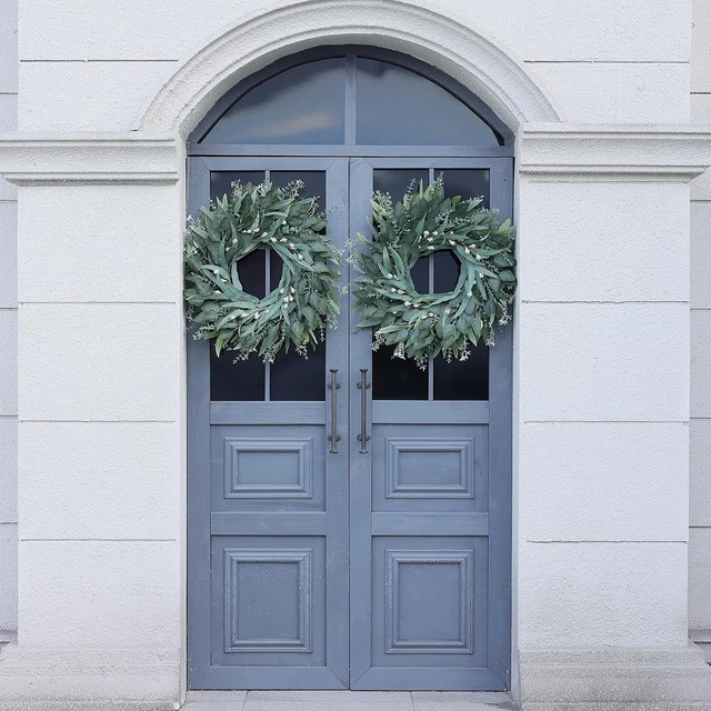 Alt view image 4 of 7 - 26" Large Artificial Eucalyptus Wreath with Seeds for Front Door(Green)