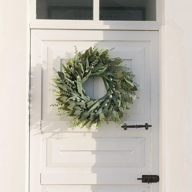 Alt view image 7 of 7 - 26" Large Artificial Eucalyptus Wreath with Seeds for Front Door(Green)