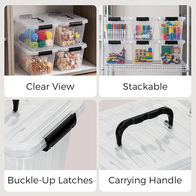 Alt view image 5 of 7 - 7 Qt Clear Plastic Storage Bins with Lids and Handle Small 6 Pack