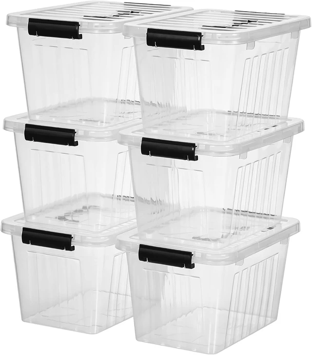 Alt view image 7 of 7 - 7 Qt Clear Plastic Storage Bins with Lids and Handle Small 6 Pack