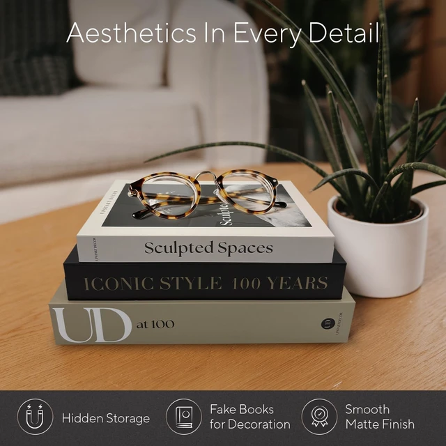 Alt view image 4 of 7 - Designer Decorative Books Set of 3, Contemporary Faux Books with Storage