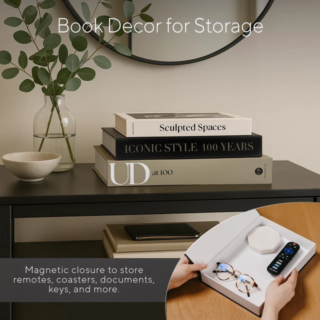 Alt view image 5 of 7 - Designer Decorative Books Set of 3, Contemporary Faux Books with Storage