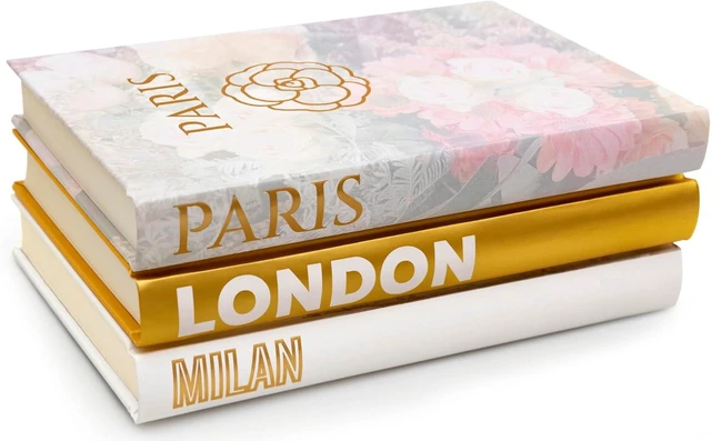 Main image of Gold Decorative Books for Home Decor - Set of 3 Shelf Decor