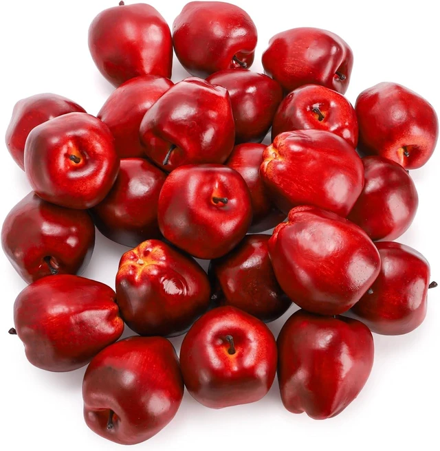 Main image of 24 Pcs Artificial Apples, Realistic Fake Red Delicious Apples, Decorative Lifelike Faux Apples for Home Kitchen Festival Party Photography Christmas Decoration