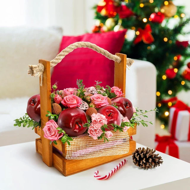 Alt view image 6 of 7 - 24 Pcs Artificial Apples, Realistic Fake Red Delicious Apples, Decorative Lifelike Faux Apples for Home Kitchen Festival Party Photography Christmas Decoration