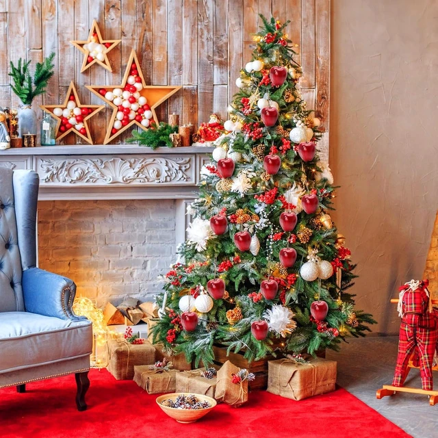Alt view image 7 of 7 - 24 Pcs Artificial Apples, Realistic Fake Red Delicious Apples, Decorative Lifelike Faux Apples for Home Kitchen Festival Party Photography Christmas Decoration