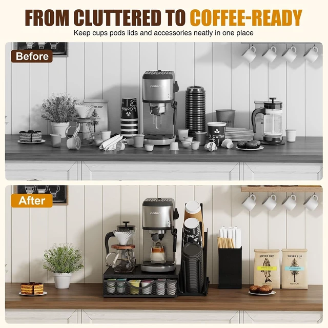 Alt view image 6 of 7 - Coffee Station Organizer with Cup and Lid Holder, 28-Pod K-Cup Holder
