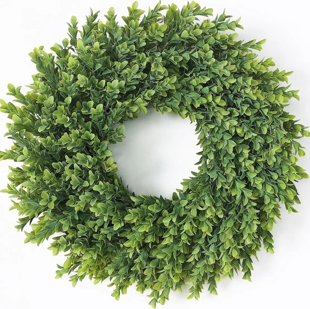 Main image of 26"Artificial Boxwood Wreath, Large Fake Hanging Plant for Front Door Decor