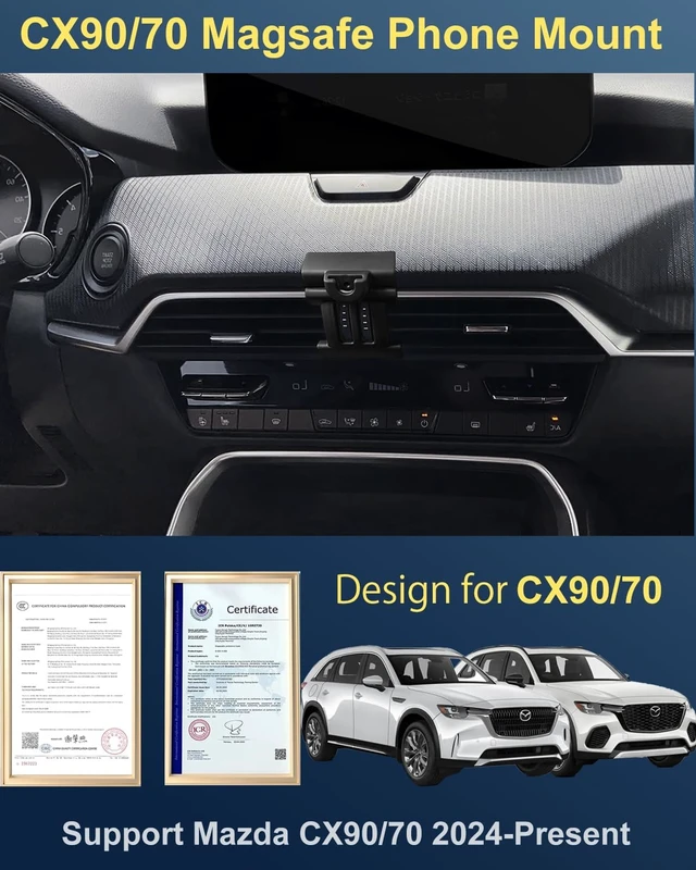 Alt view image 2 of 7 - Designed for MagSafe Car Mount for 2026 Mazda cx70 cx90 Phone Holder 2026 15W Fast Wireless Charging 2026 Mazda CX-70 CX-90 Phone Mount 2026 Mazda CX90 Accessories Support 2024-present cx90/70