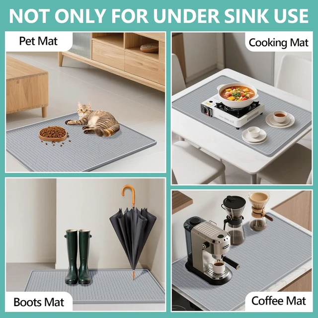 Alt view image 7 of 7 - 36" x 24" Under Sink Mat for Kitchen Under Sink Organizer Waterproof