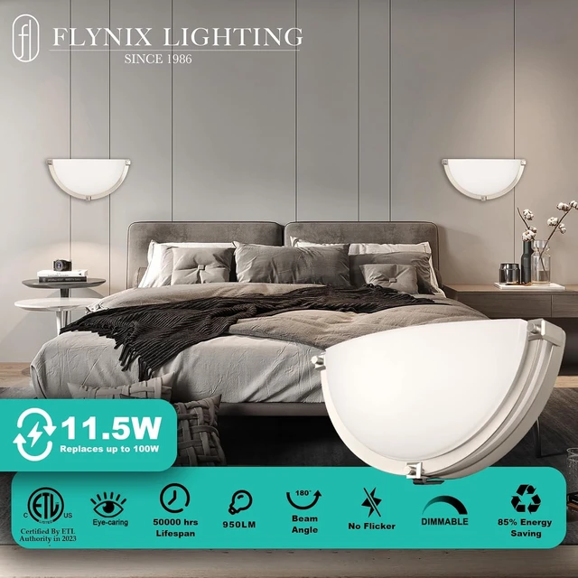Alt view image 3 of 7 - 13 inch Dimmable LED Wall Sconce, Half Moon Wall Light Fixture, 3000K/4000K/5000K Color Temperature Adjustable, Modern Bathroom Vanity Light FixturesSuper Bright 950 Lumen (Brushed Nickel)