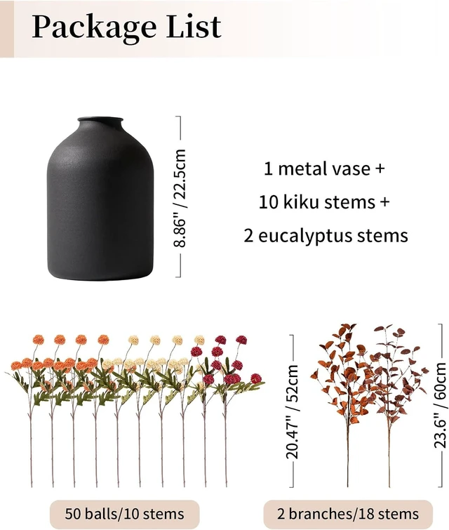 Alt view image 2 of 7 - Faux Flowers Table Centerpiece for Dining Room, Fall Flower in Vase