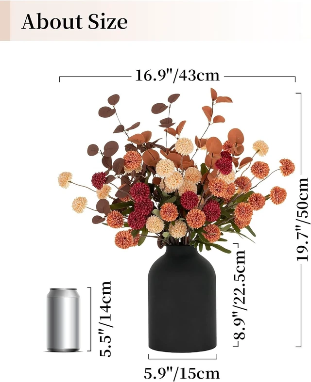 Alt view image 4 of 7 - Faux Flowers Table Centerpiece for Dining Room, Fall Flower in Vase