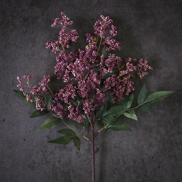 Alt view image 3 of 7 - 6Pcs 17"Lifelike Artificial Nandina Berry Stems for Vase Decor(Dusty Plum)