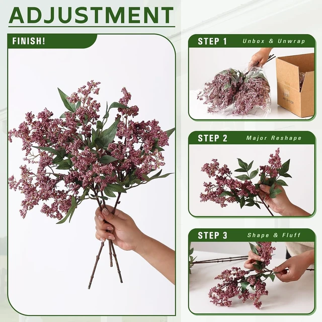 Alt view image 5 of 7 - 6Pcs 17"Lifelike Artificial Nandina Berry Stems for Vase Decor(Dusty Plum)