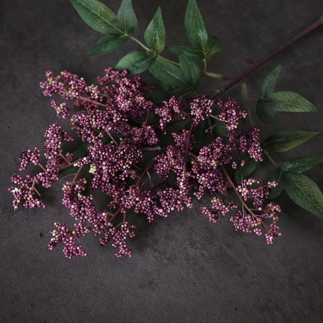 Alt view image 7 of 7 - 6Pcs 17"Lifelike Artificial Nandina Berry Stems for Vase Decor(Dusty Plum)
