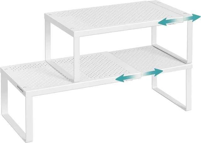 Main image of Spice Rack, Expandable Kitchen Countertop Shelf, Steel, Set of 2
