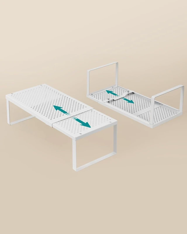Alt view image 7 of 7 - Spice Rack, Expandable Kitchen Countertop Shelf, Steel, Set of 2