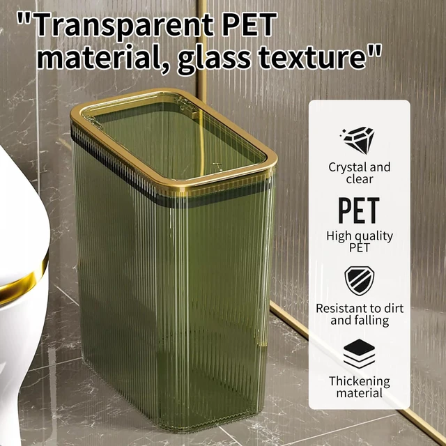 Alt view image 2 of 7 - Bathroom Trash Cans with Lids, 2.6 Gallon (Green)