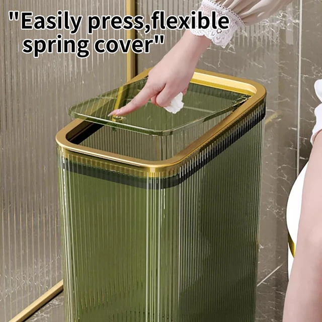 Alt view image 3 of 7 - Bathroom Trash Cans with Lids, 2.6 Gallon (Green)