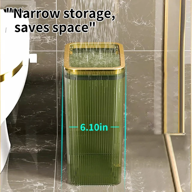 Alt view image 4 of 7 - Bathroom Trash Cans with Lids, 2.6 Gallon (Green)