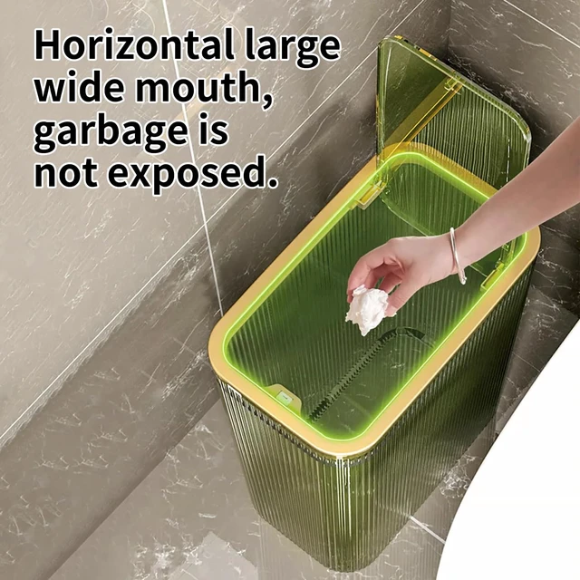 Alt view image 5 of 7 - Bathroom Trash Cans with Lids, 2.6 Gallon (Green)