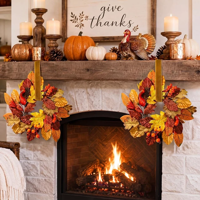 Alt view image 5 of 7 - 6 Pack 9" Mini Fall Wreaths Bulk for Kitchen Cabinet Decoration