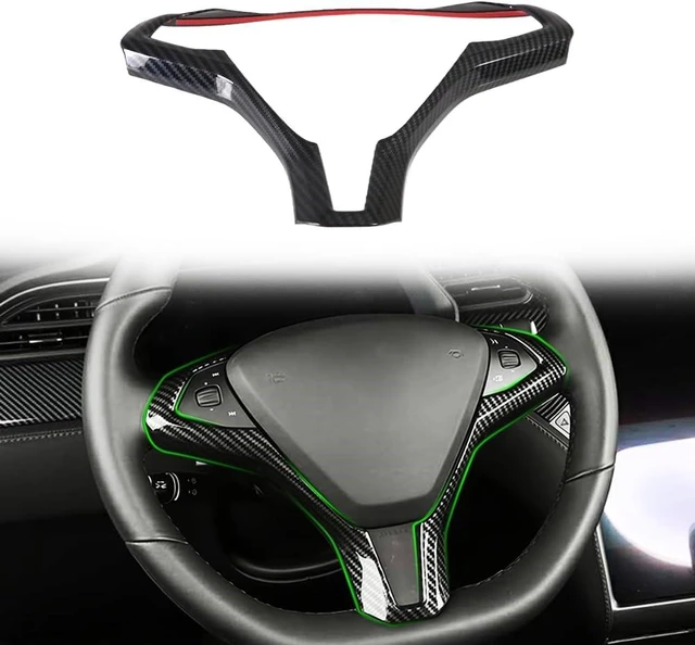 Main image of OUBOLUN Carbon Steering Wheel Trim For Tesla Model S Model X 2016-2020