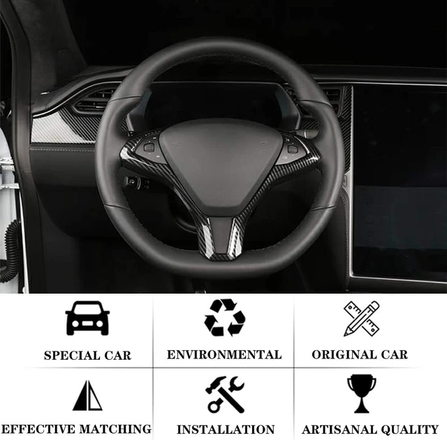 Alt view image 5 of 7 - OUBOLUN Carbon Steering Wheel Trim For Tesla Model S Model X 2016-2020