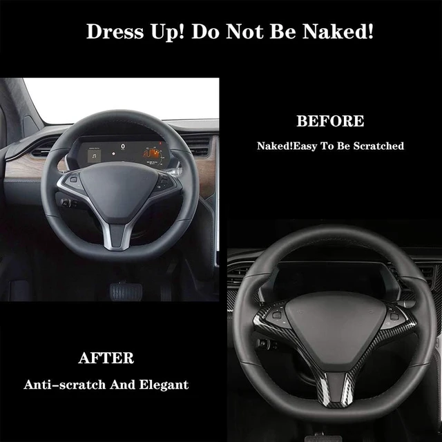 Alt view image 7 of 7 - OUBOLUN Carbon Steering Wheel Trim For Tesla Model S Model X 2016-2020