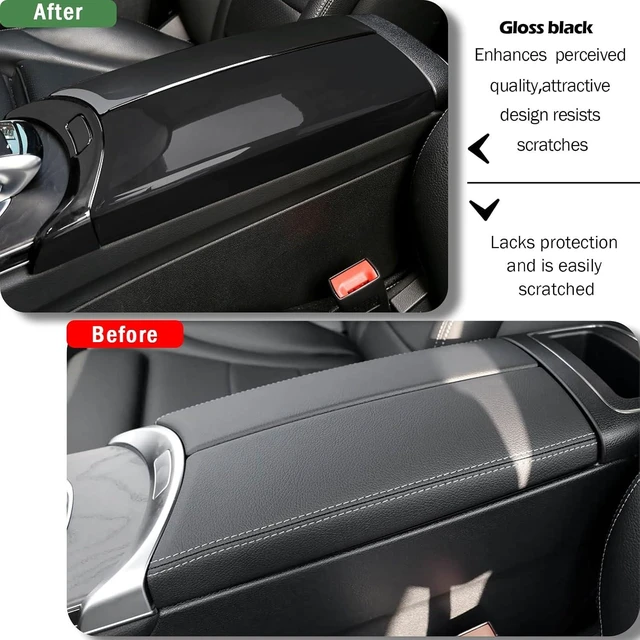 Alt view image 7 of 7 - Center Armrest Box Cover for Mercedes-Benz C-Class/GLC-Class W205 X253 (2015-2021) ABS Plastic Interior Trim Protector, Scratch-Resistant (W205, Carbon Fiber Texture)