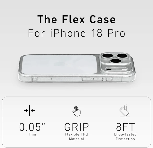 Alt view image 2 of 7 - Flex Case for iPhone 18 Pro (Clear Soft)