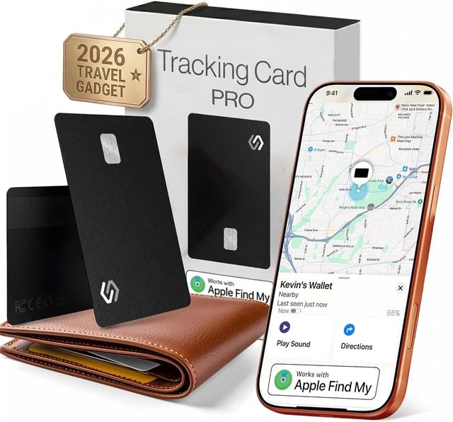 Main image of SPOTMINDERS MFi Certified Wallet Tracker PRO Works with Find My IP68 Rechargeable Tracking Card for Wallet Luggage Passport 0.07in Slim Credit Card Design Item Finder