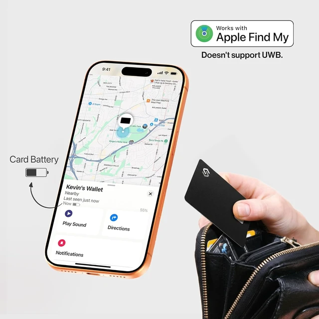 Alt view image 3 of 7 - SPOTMINDERS MFi Certified Wallet Tracker PRO Works with Find My IP68 Rechargeable Tracking Card for Wallet Luggage Passport 0.07in Slim Credit Card Design Item Finder