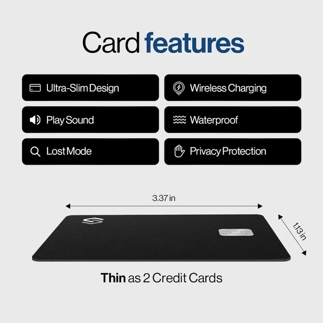 Alt view image 7 of 7 - SPOTMINDERS MFi Certified Wallet Tracker PRO Works with Find My IP68 Rechargeable Tracking Card for Wallet Luggage Passport 0.07in Slim Credit Card Design Item Finder