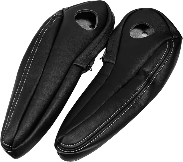 Alt view image 4 of 7 - Seat Armrest Leather Cover, Driver & Passenger Replacement Black Seat Armrest Cover Compatible with Chrysler Town & Country 2011-2016