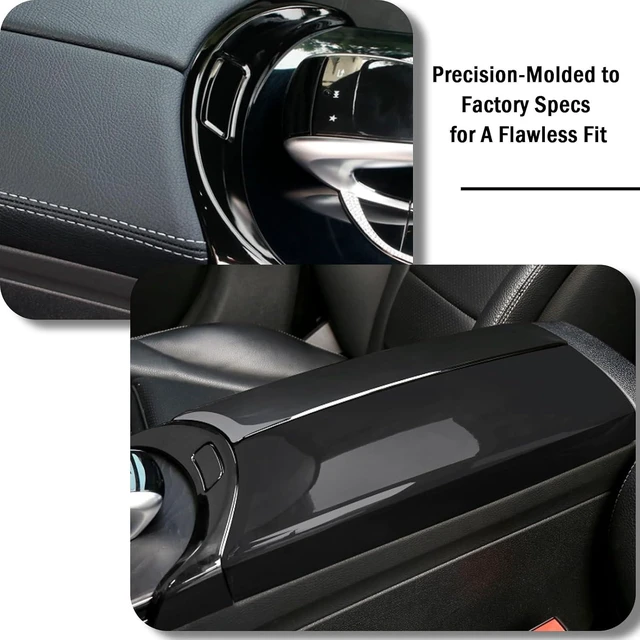 Alt view image 6 of 7 - Center Armrest Box Cover for Mercedes-Benz C-Class/GLC-Class W205 X253 (2015-2021) ABS Plastic Interior Trim Protector, Scratch-Resistant (W205, Carbon Fiber Texture)